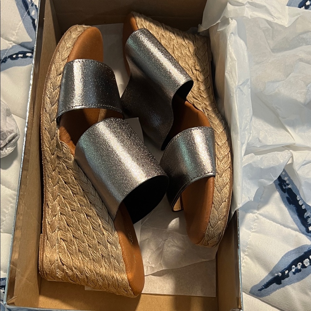 Andre Assous Metallic Wedge Sandals